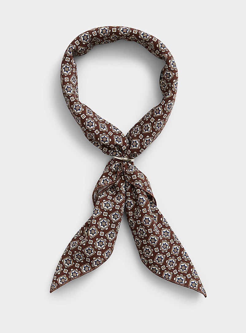 Le 31 Patterned Brown Starry medallion tie scarf for men