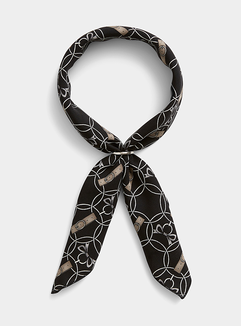 Le 31 Patterned Black Rings and bows tie scarf for men