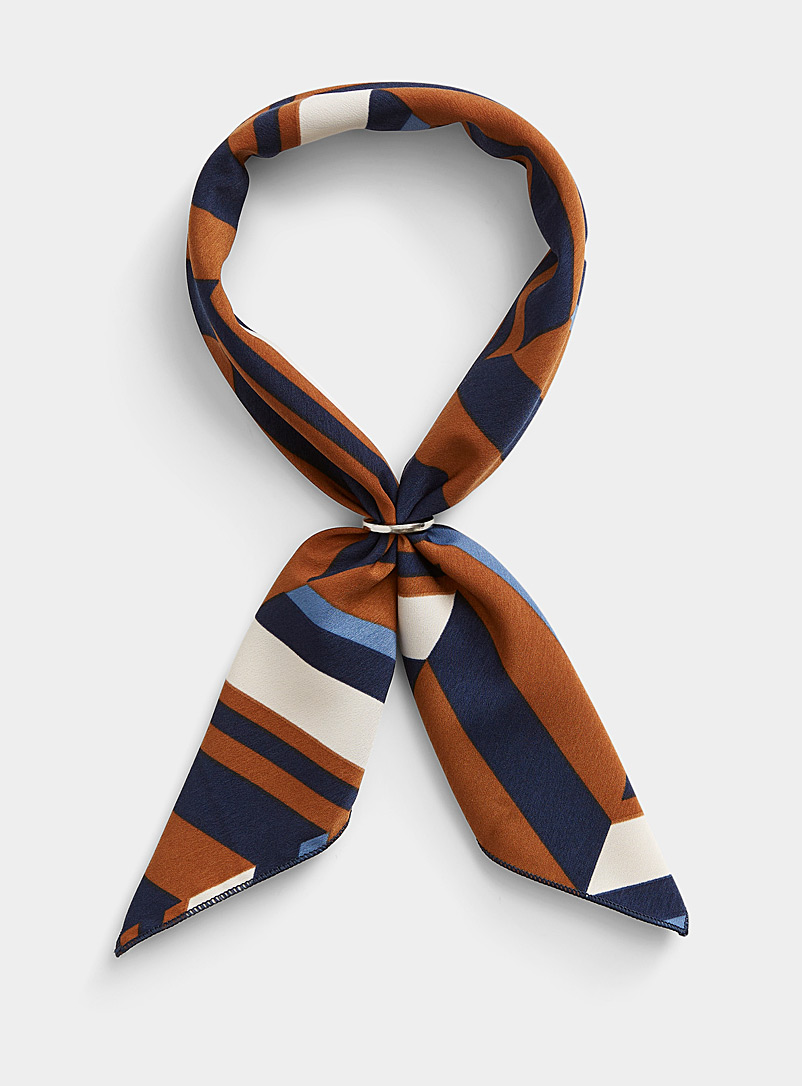 Le 31 Patterned Brown Colour block herringbone tie scarf for men