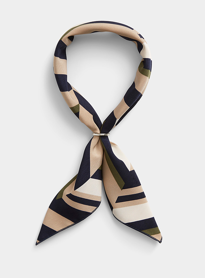 Le 31 Patterned Blue Colour block herringbone tie scarf for men