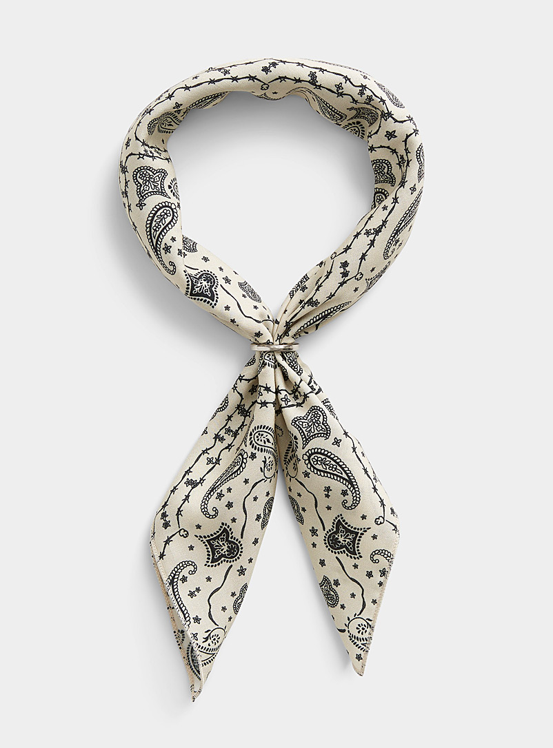 Le 31 Patterned White Paisley tie scarf for men