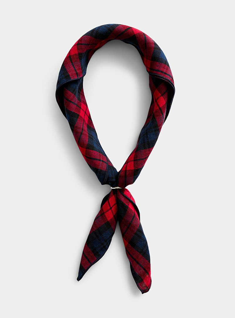 Le 31 Red Tartan scarf for men