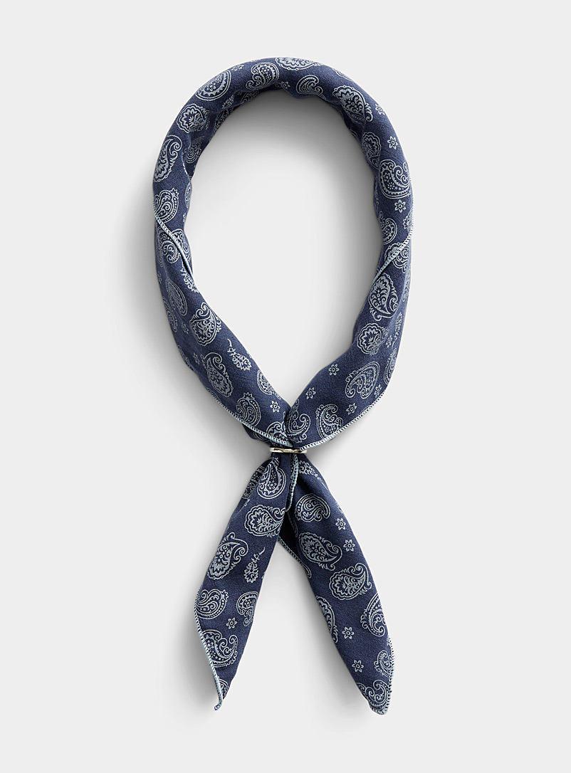 Le 31 Blue Pure cotton paisley scarf for men