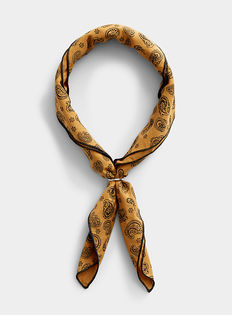 Le 31 Golden Yellow Pure cotton paisley scarf for men