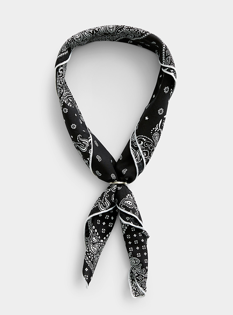 Le 31: Le foulard pochette imprimé bandana Noir pour homme