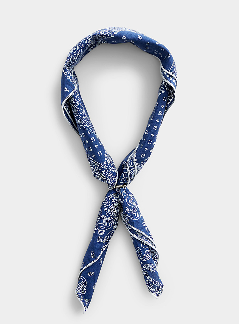 Le 31 Marine Blue Paisley scarf for men