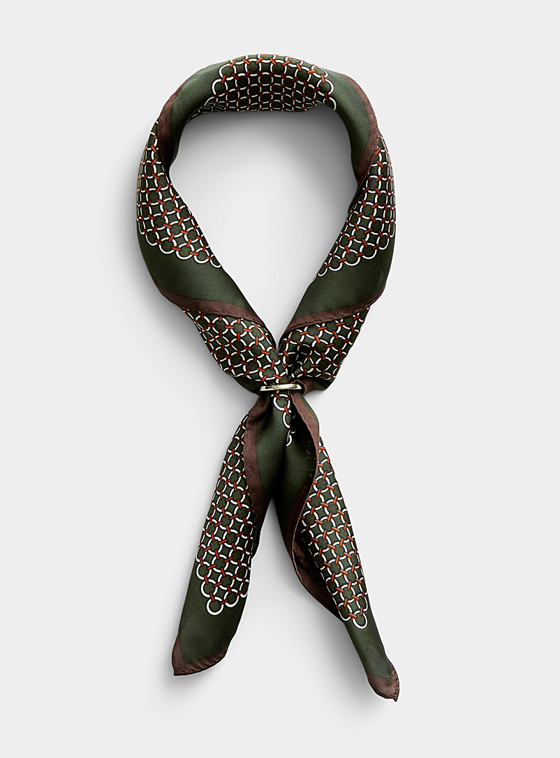 Le 31 Green Retro mosaic scarf for men