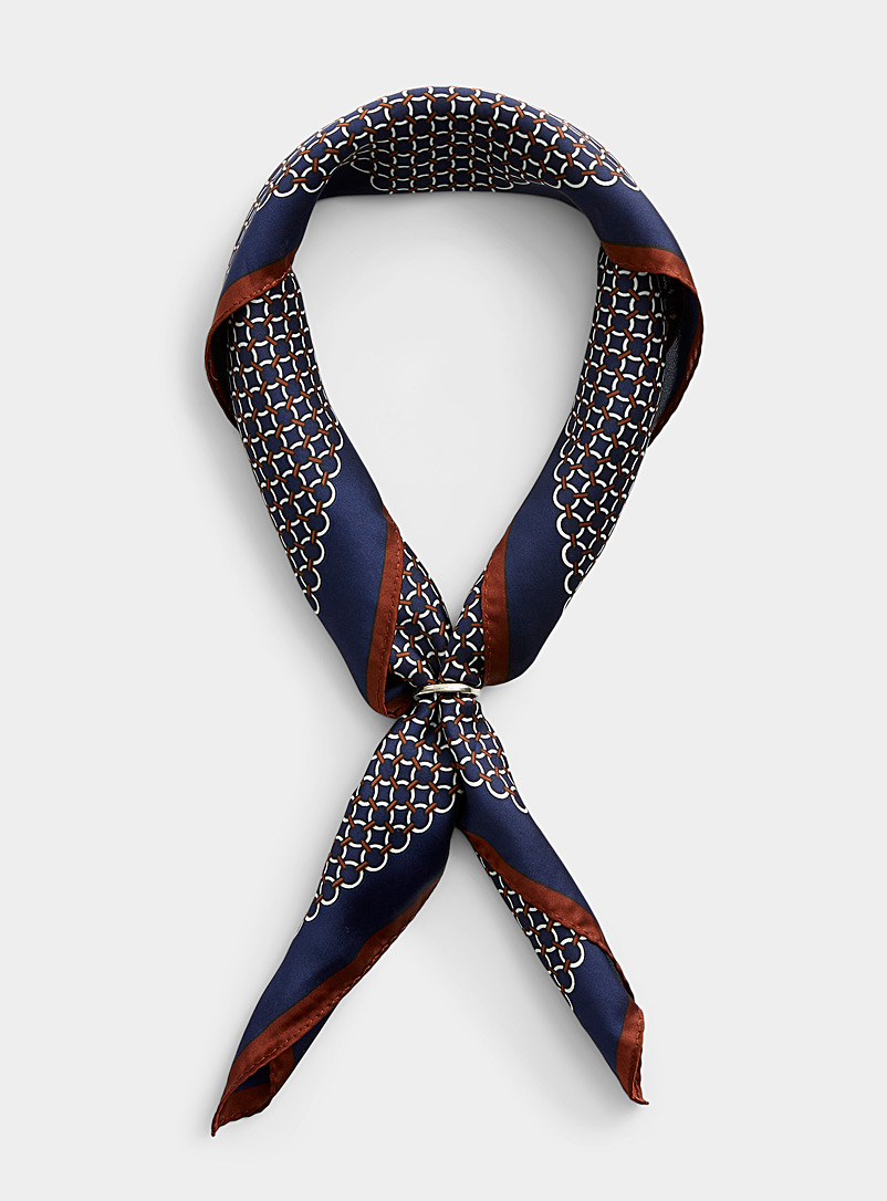 Le 31 Marine Blue Retro mosaic scarf for men