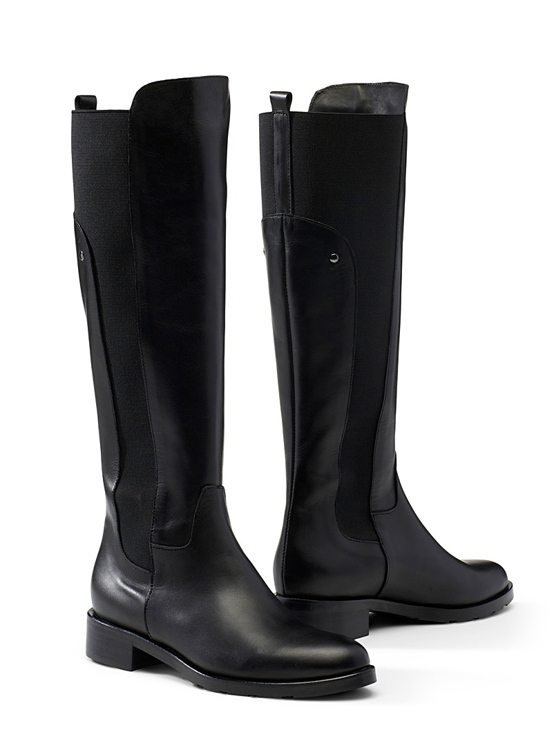 Stretch leather knee-high boots 