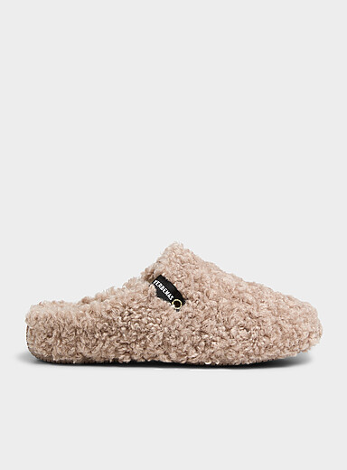 Verbenas: La pantoufle mule bouclette Beige pour femme