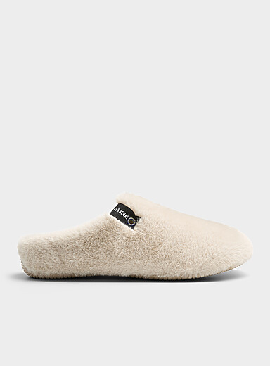 Verbenas: La pantoufle mule fausse fourrure ivoire Ivoire - Beige cr&egrave;me pour femme