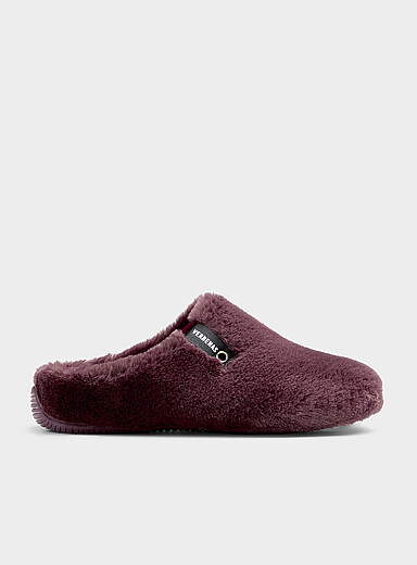 Verbenas Burgundy Faux-fur mule slippers for women