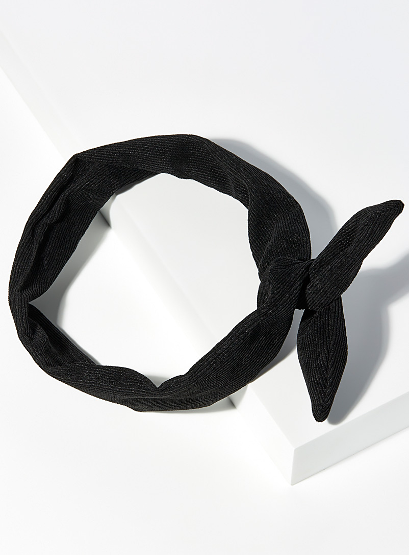 Simons White Corduroy tie headband for women