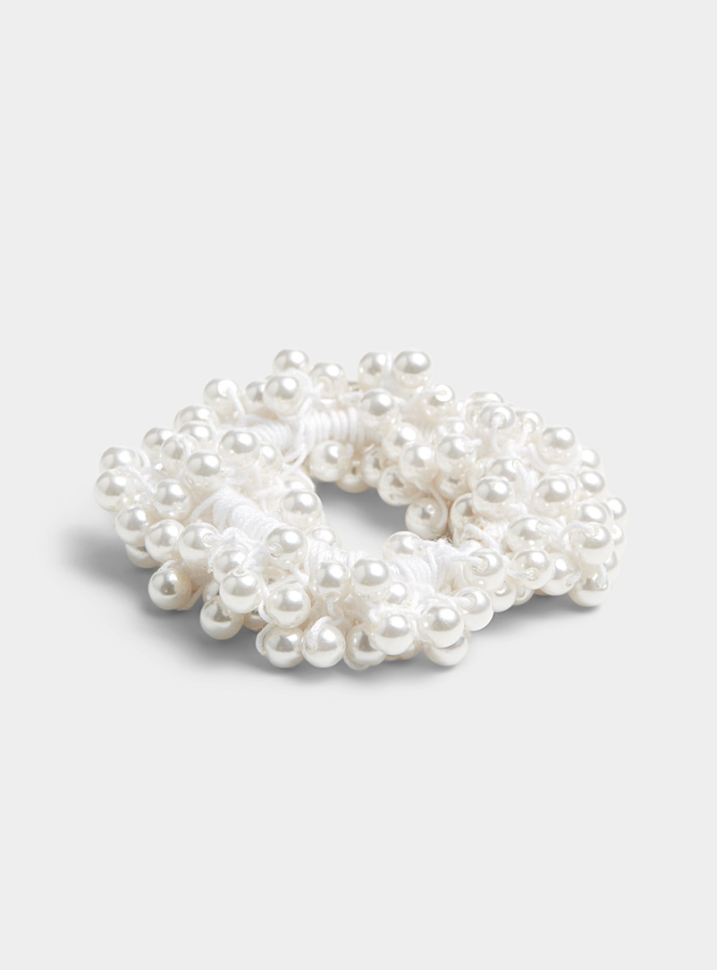 Simons White Pearly cluster elastic for women