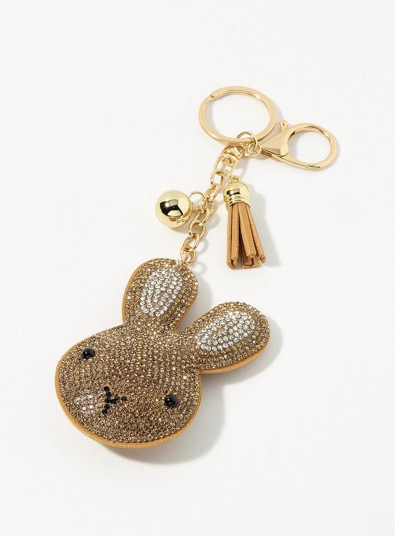 Loop Key Charm Rhinestone Rhinestone rabbit keychain charm | Simons | | Simons