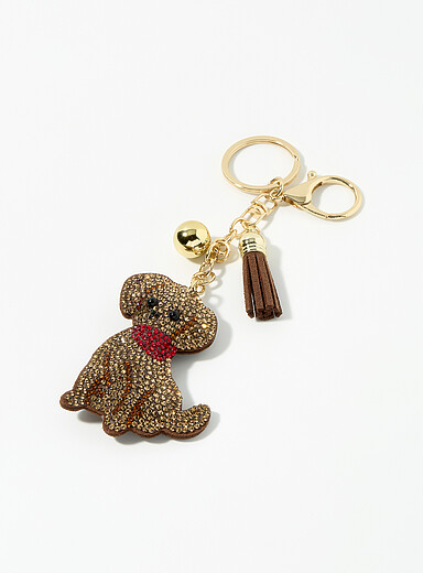 Le porte-cl&eacute;s breloque bon chien strass