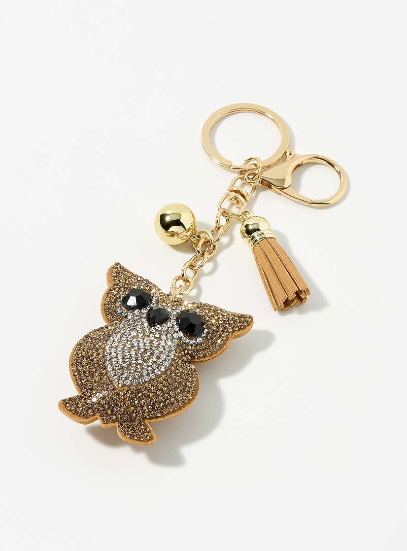 Loop Key Charm Rhinestone Rhinestone owl keychain charm | Simons | Keychains | Simons