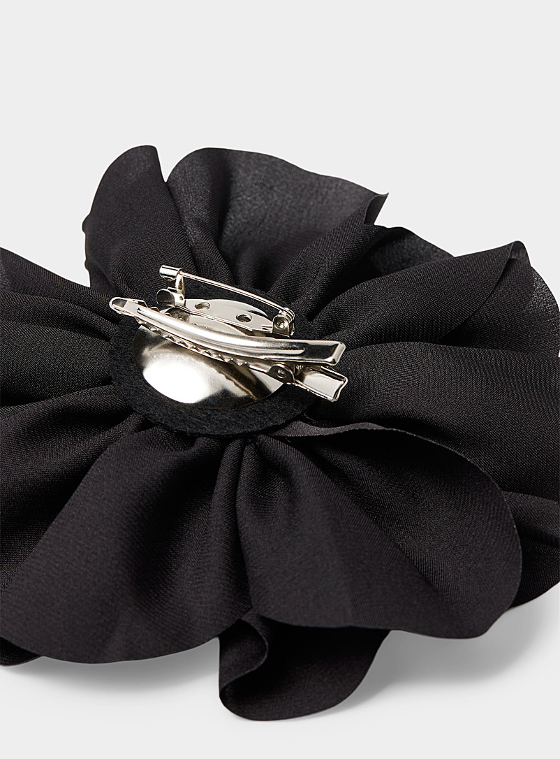Simons Black Large flower brooch for women