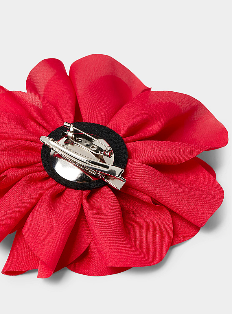 Simons Black Large flower brooch for women