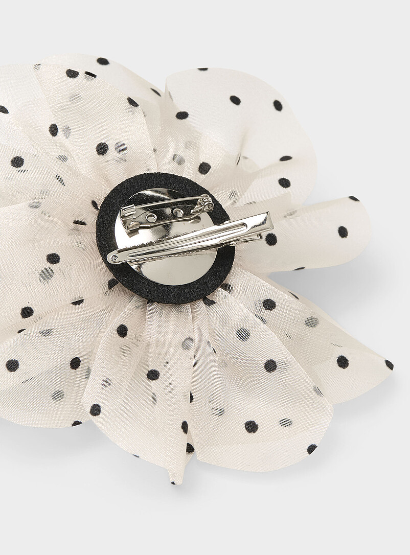 Simons Patterned Ecru Polka dot swiss tulle XL brooch for women