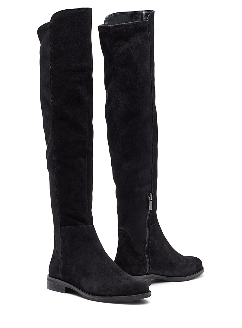 Simons Black Suede knee-high boots for women
