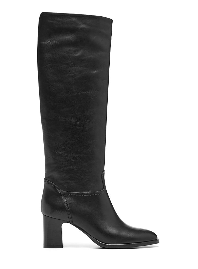 Simons Black Supple leather knee-high boots for women