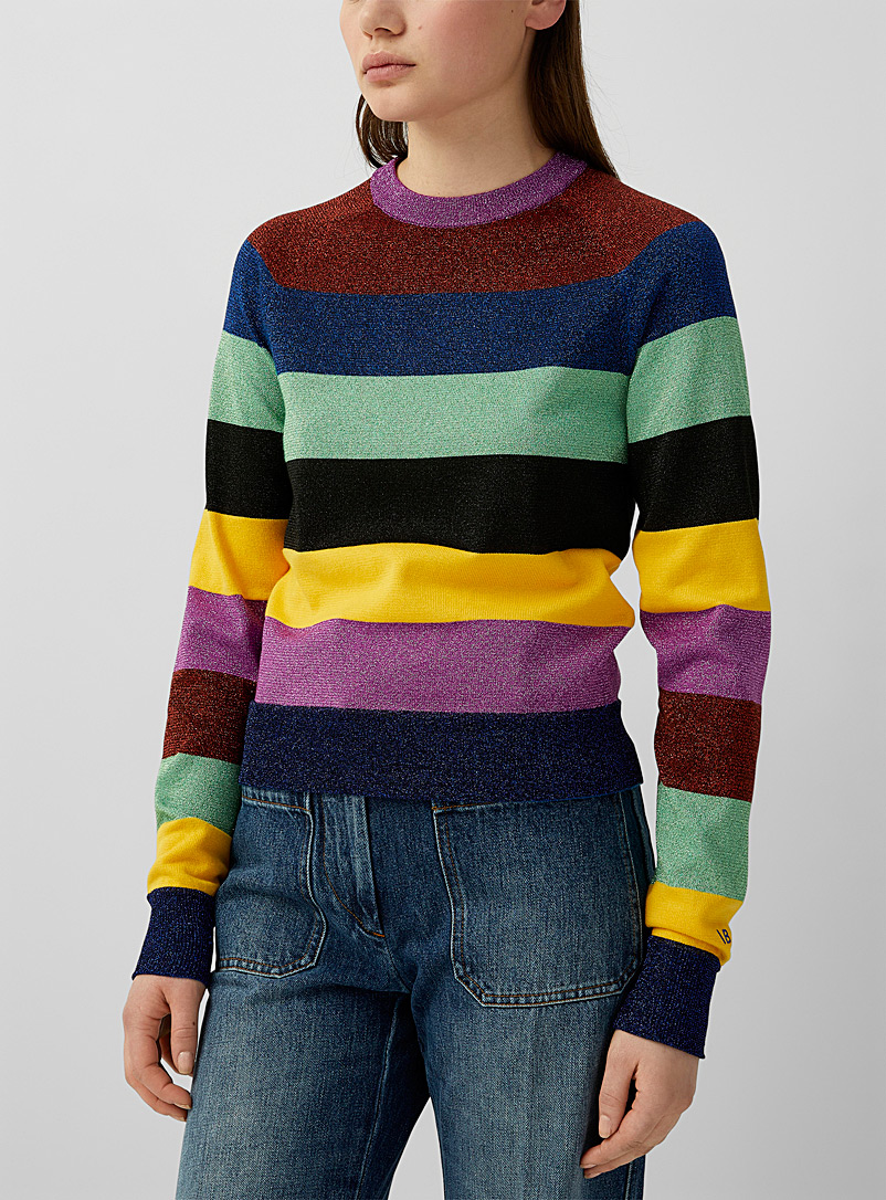Victoria Beckham Assorted Colourful stripe metallized stitching sweater for women