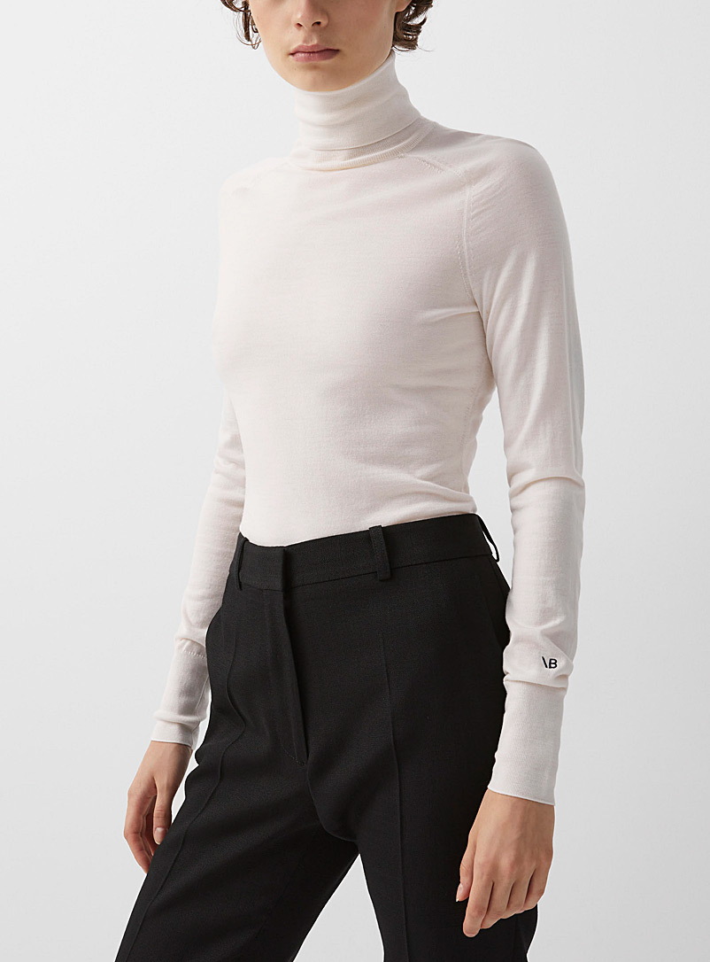 Victoria Beckham: Le justaucorps col roulé tricot crème Beige crème pour femme