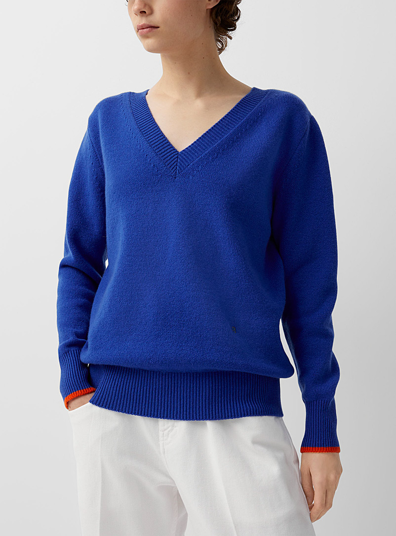 Victoria Beckham Sapphire Blue V-neck blue sweater for women