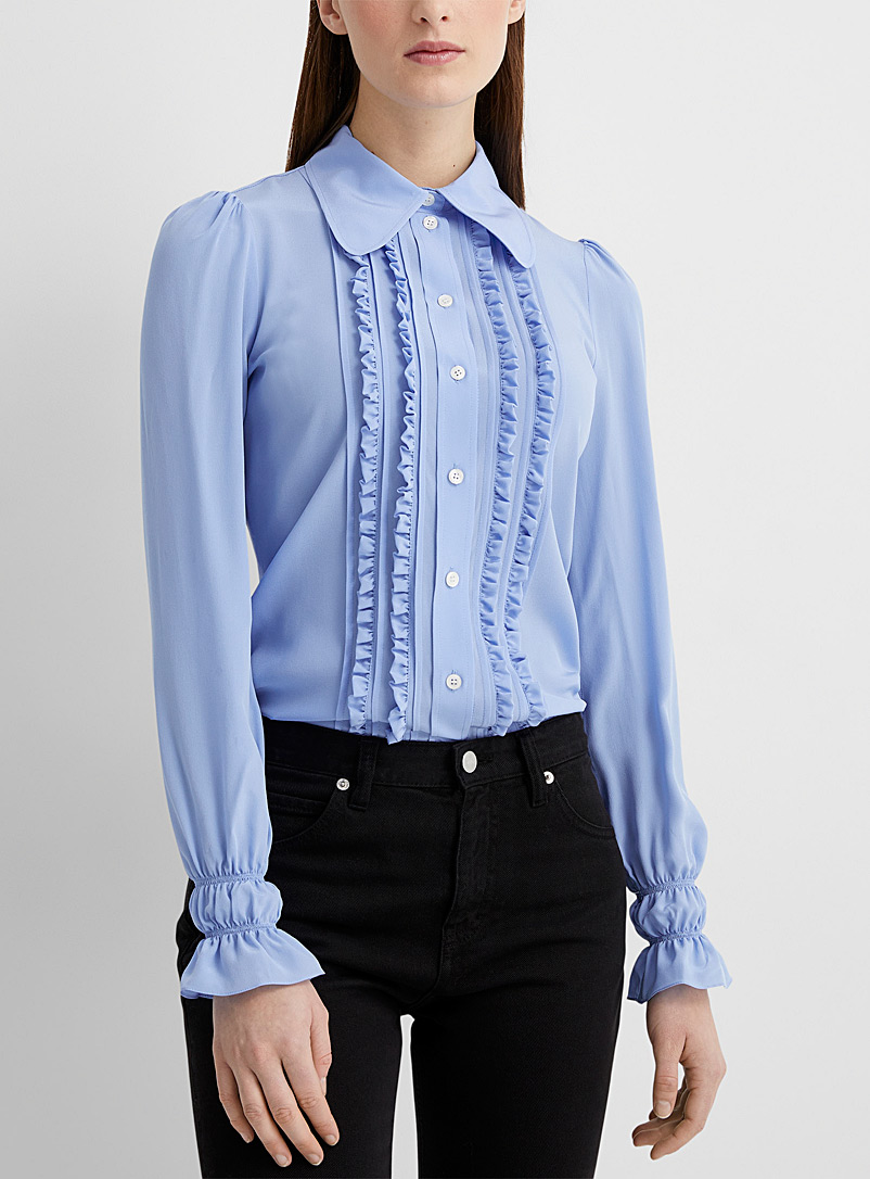 Victoria Beckham Baby Blue Powder blue ruffled blouse for women