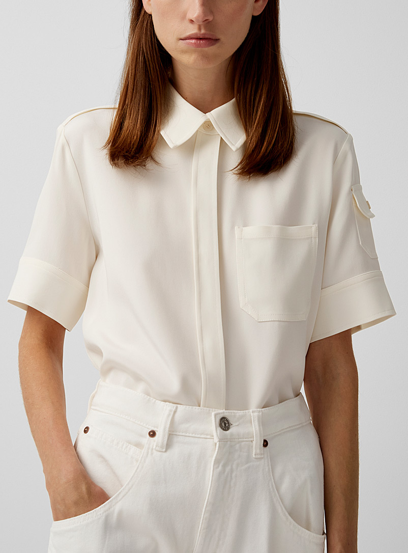 Victoria Beckham Ivory White Short sleeve officer shirt for women