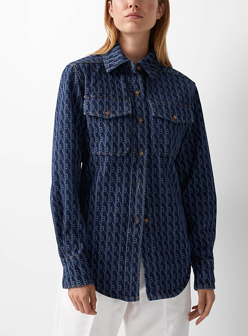 Victoria Beckham: La chemise en denim monogramme Bleu pour femme