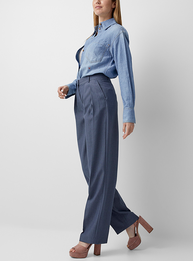 Victoria Beckham Slate Blue Blue pleated pant for women
