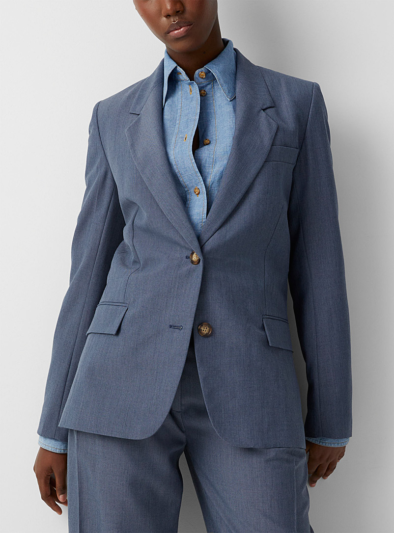 Victoria Beckham Slate Blue Denim blue unstructured blazer for women