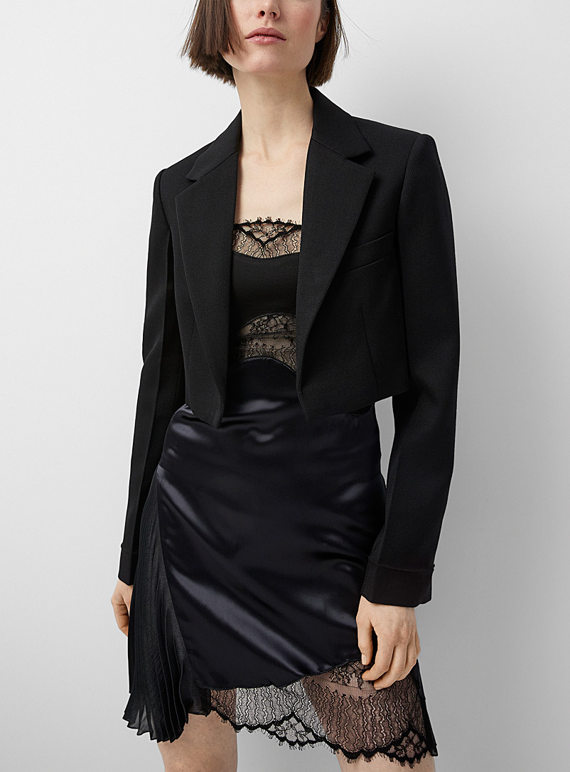 Victoria Beckham Black Virgin wool cropped blazer for women