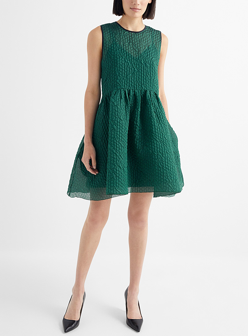 Victoria Victoria Beckham: La minirobe émeraude texturée Vert vif-irlandais-émerau pour femme