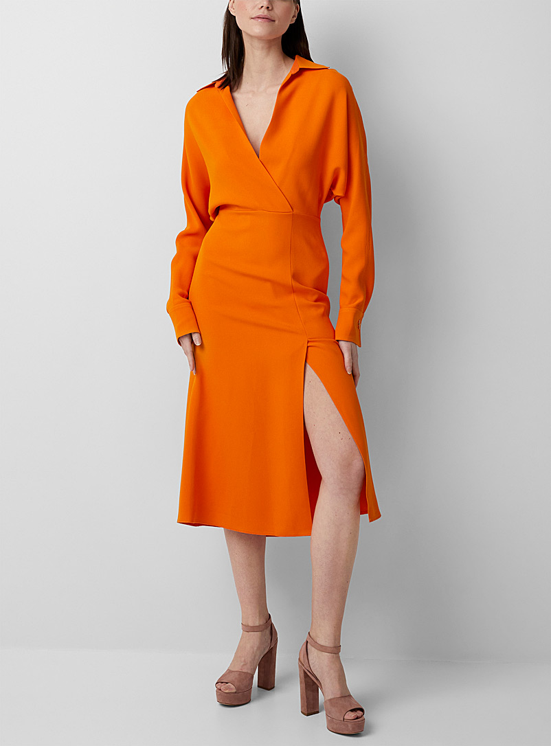 Victoria Beckham: La robe orange cache-cœur Orange pour femme