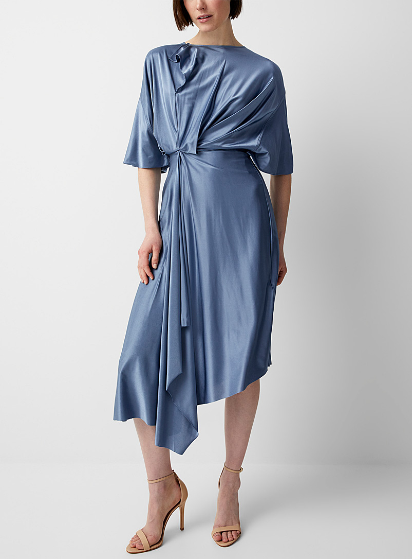 Victoria Beckham Grey Shiny cap-sleeve dress for women