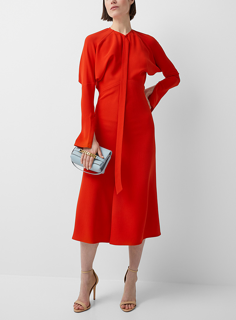 Victoria Beckham Dark Orange Ribbon Dolman sleeves dress for women