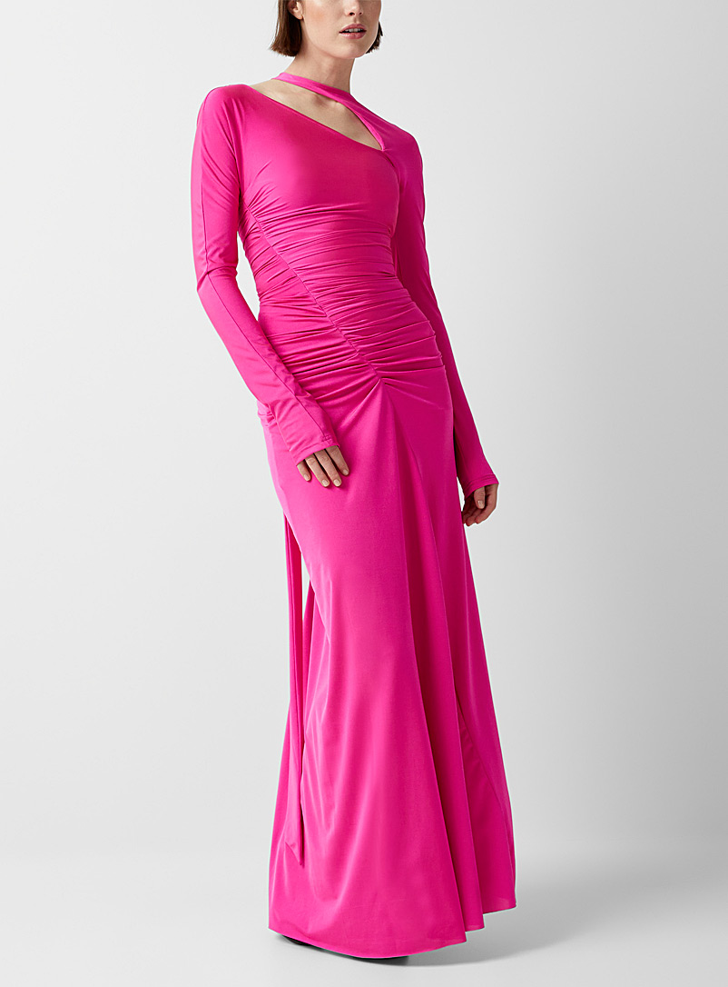 Victoria Beckham Pink Asymmetrical ruched dress for women