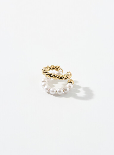 Twist and pearl ear cuff