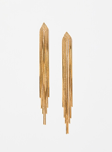 Long fringed-chain earrings