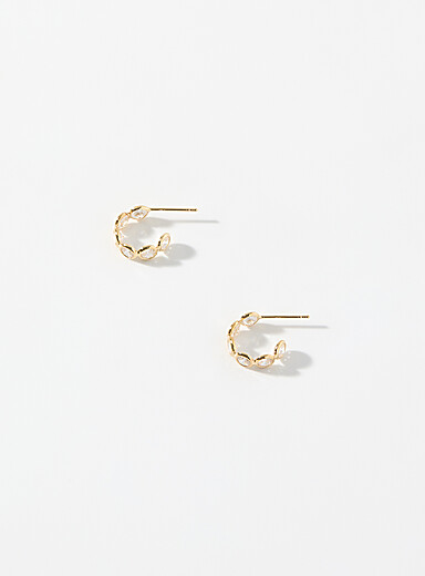 Rhinestone stone half-hoops
