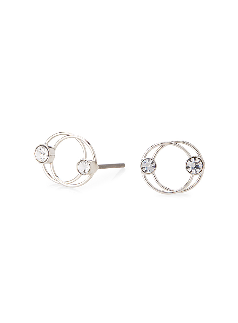Simons Silver Intertwined circle earrings for women