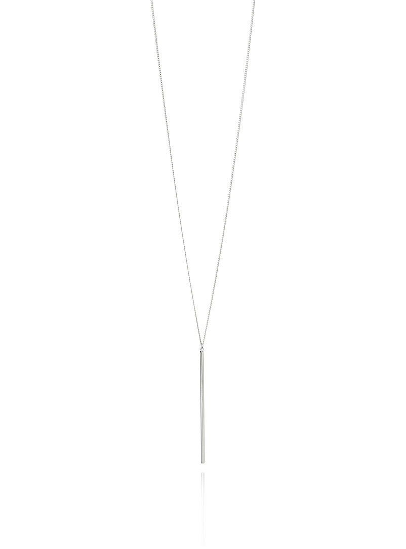 Simons Silver Cylindrical pendant necklace for women