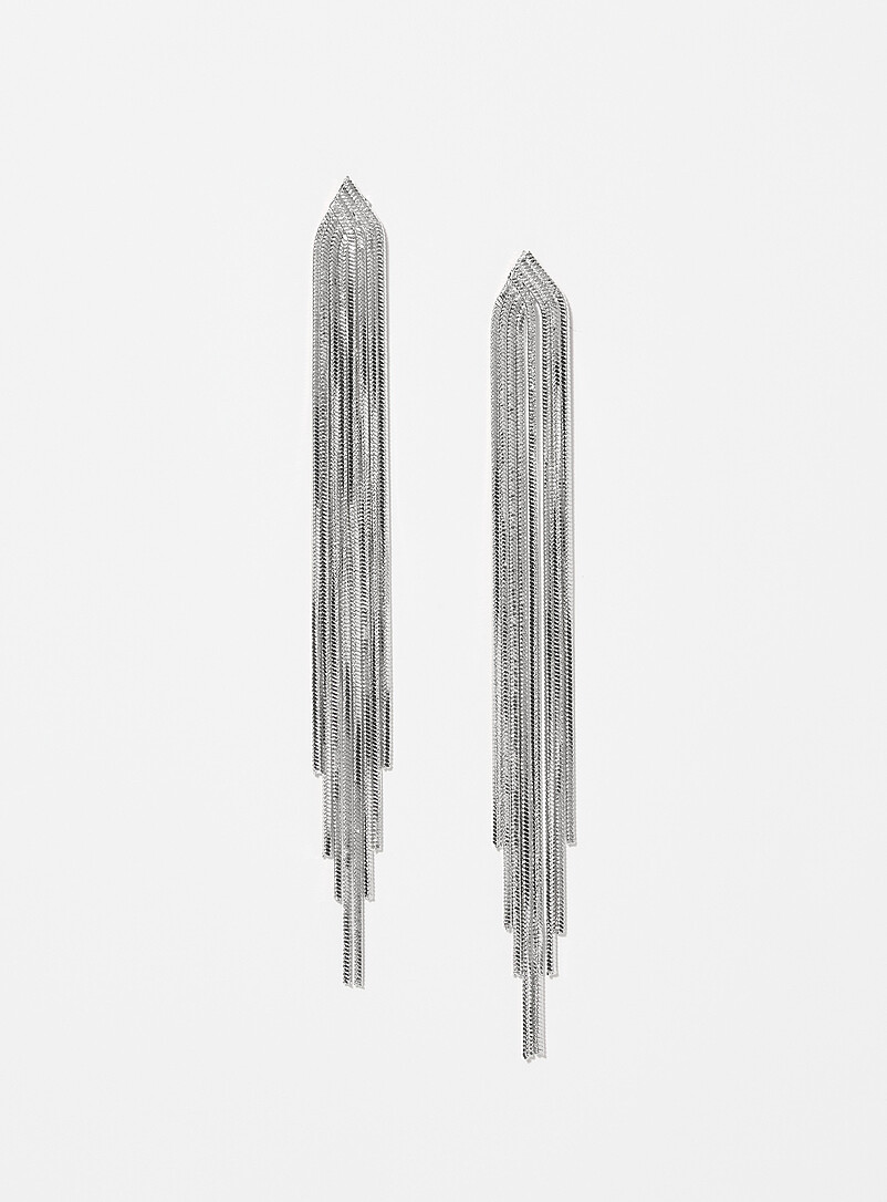 Long Fringed-Chain Earrings