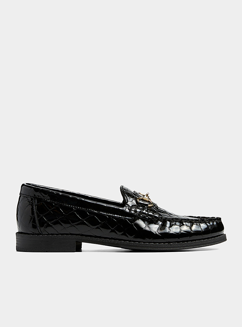 Simons Black Croc leather loafer Women for women