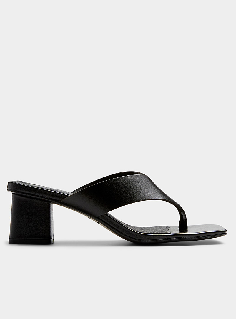 Simons Black Block heel leather sandals Women for women