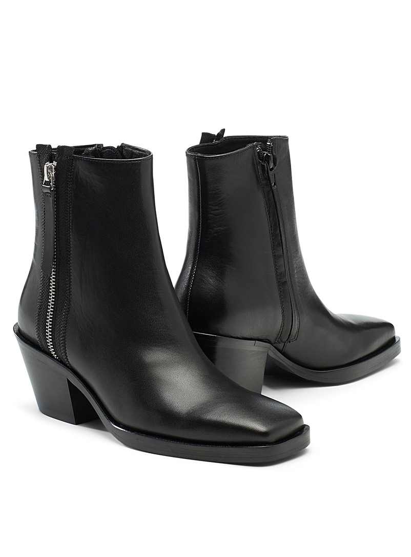 black and silver chelsea boots