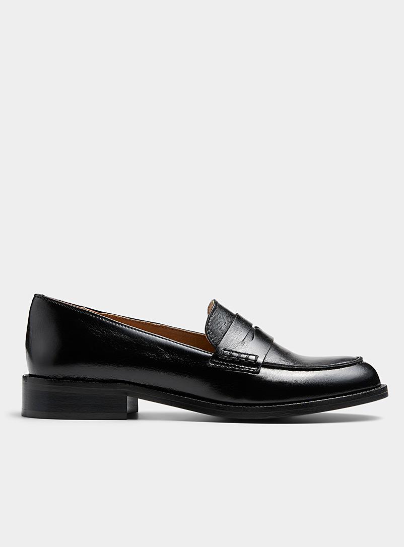 Simons Black Classic leather penny loafers Women for women